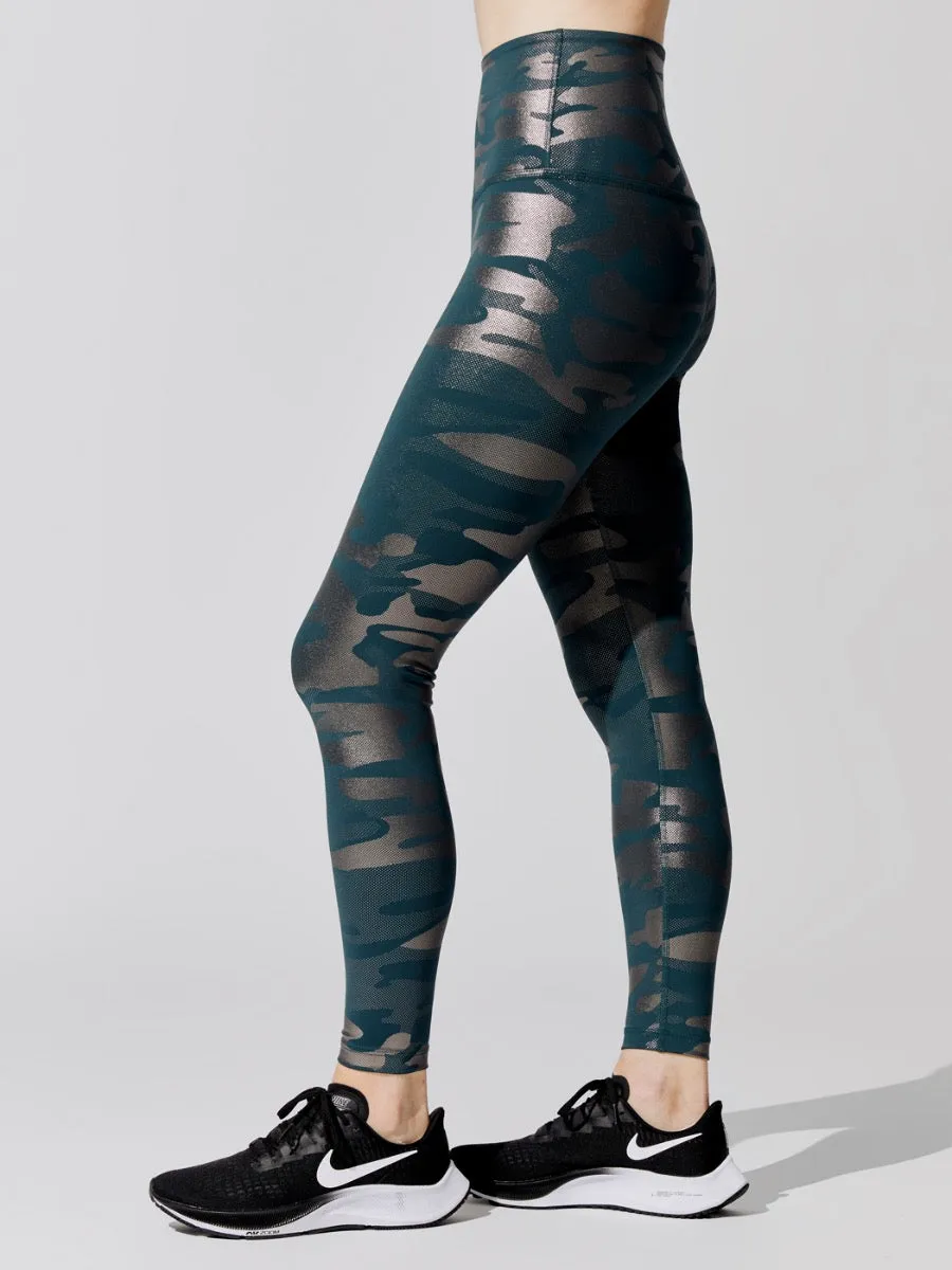 High Waisted Midi Legging - Hunter Green Gunmetal Camo sold by Carbon38