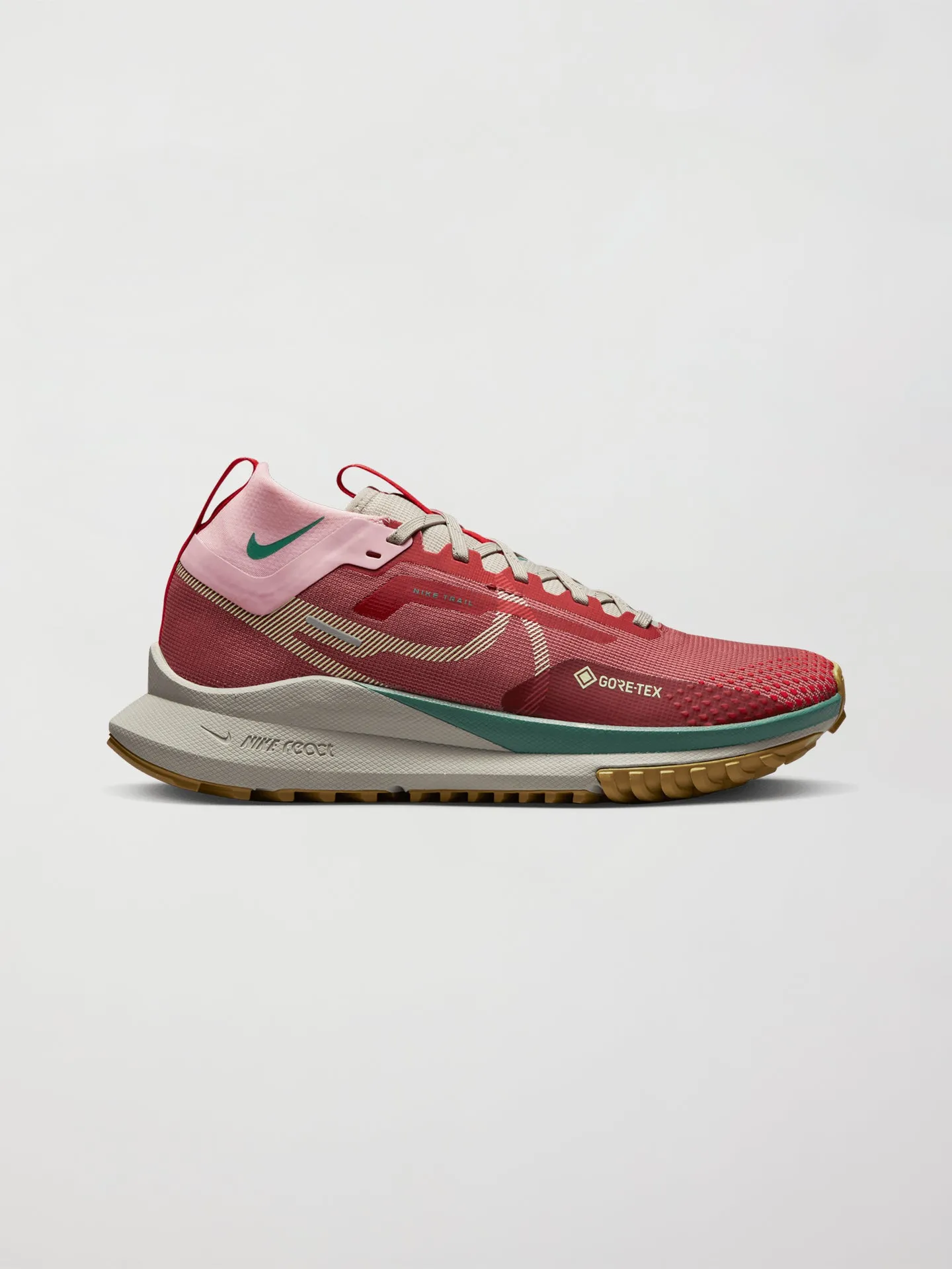 WMNS REACT PEGASUS TRAIL 4 GTX - Canyon Rust/Barely Volt-Med Soft Pink sold by Carbon38