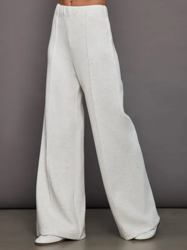 Pintuck Knit Pant in Interlock - Moonbeam Heather sold by Carbon38