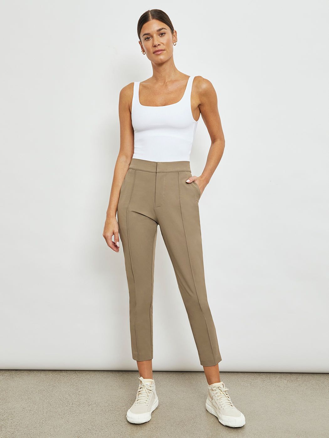 Pintuck Trouser - Tan sold by Carbon38