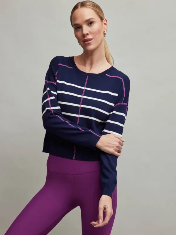 Striped Coverstitched Pullover - DARK BLUE MULTI sold by Carbon38