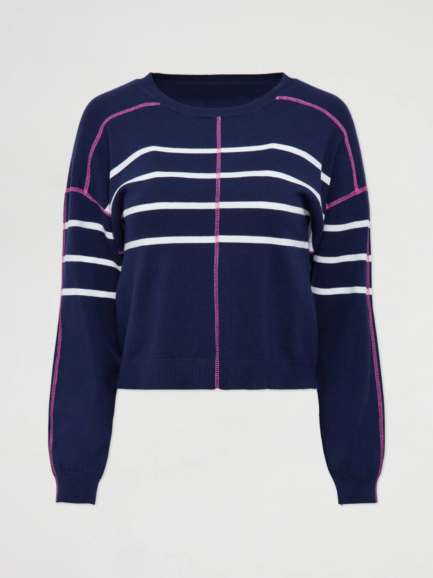 Striped Coverstitched Pullover - DARK BLUE MULTI sold by Carbon38 product image thumbnail 5