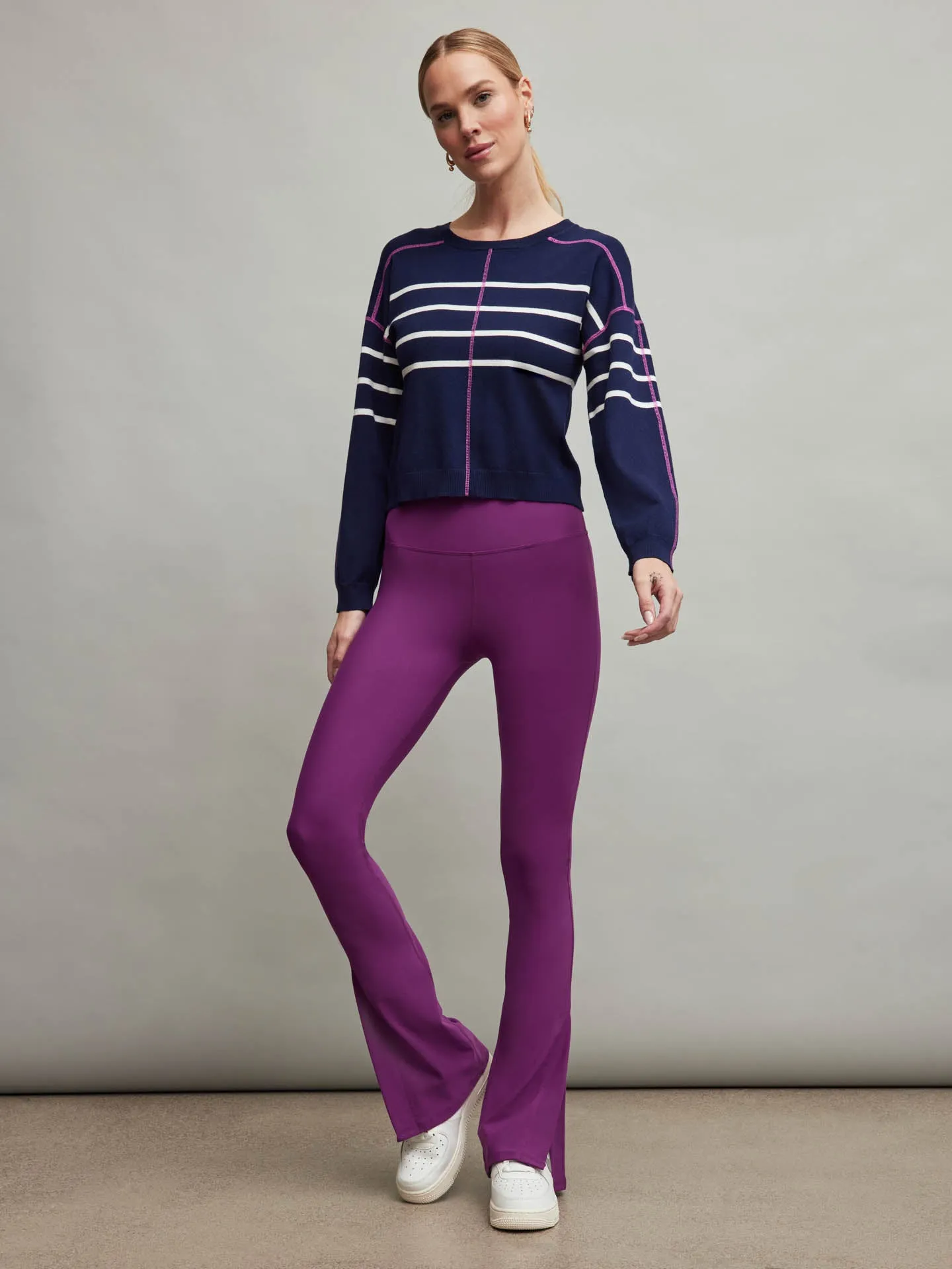 Striped Coverstitched Pullover - DARK BLUE MULTI sold by Carbon38 product image thumbnail 3