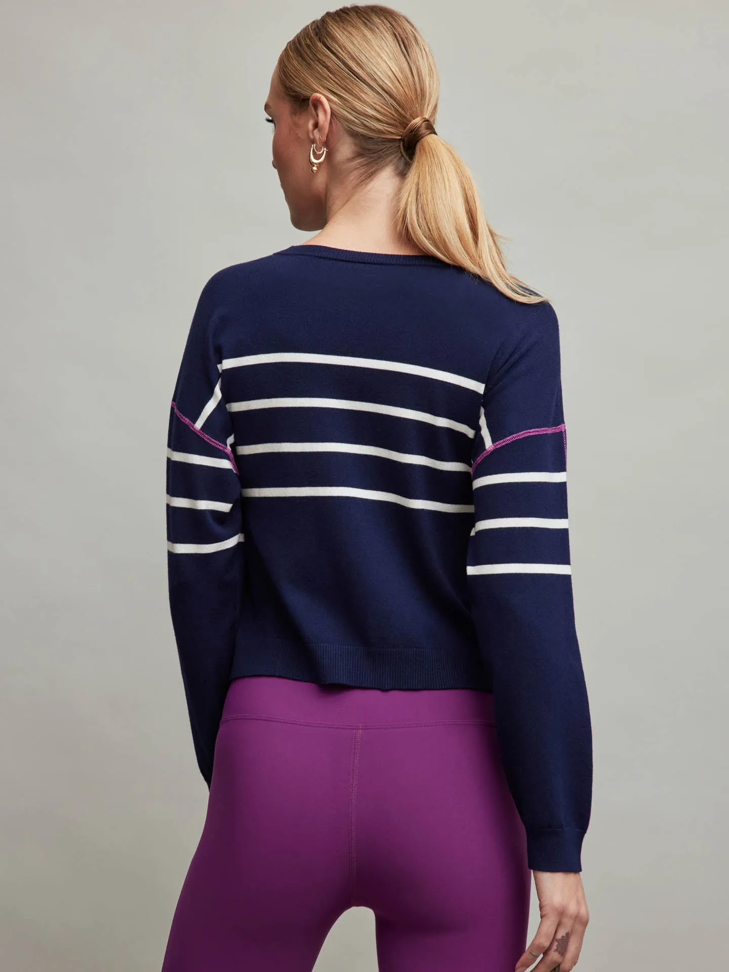 Striped Coverstitched Pullover - DARK BLUE MULTI sold by Carbon38 product image thumbnail 2