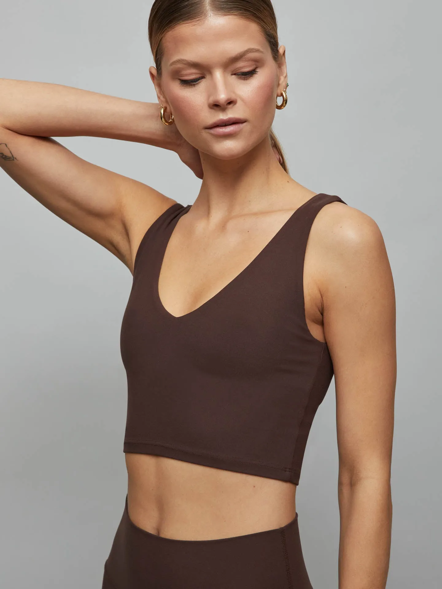 V-Neck Longline Bra in Melt - Dark Oak sold by Carbon38