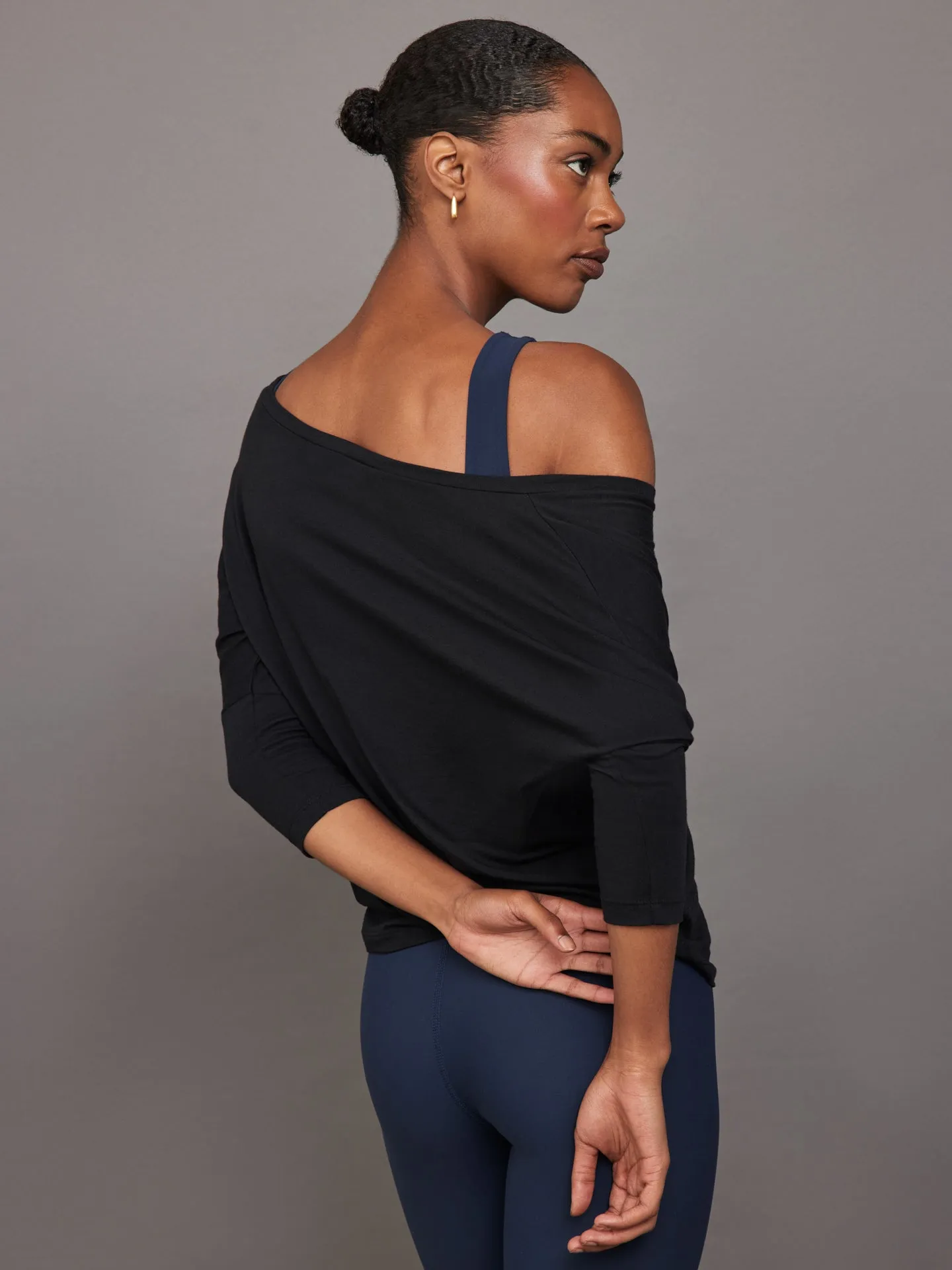 Long Sleeve Off Shoulder Tee - Black sold by Carbon38 product image thumbnail 2