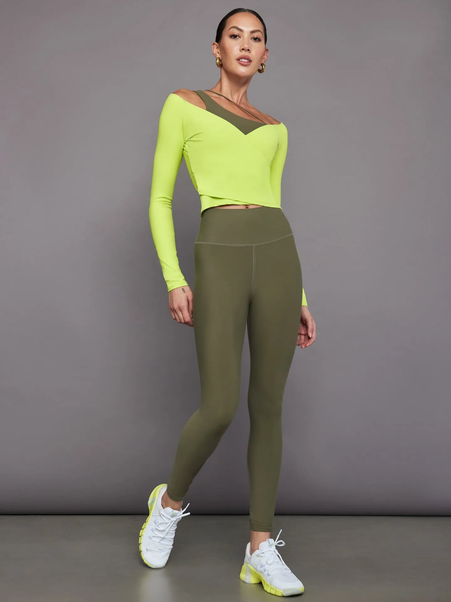 Long Sleeve Wrap Top in Melt - Acid Lime sold by Carbon38 product image thumbnail 5