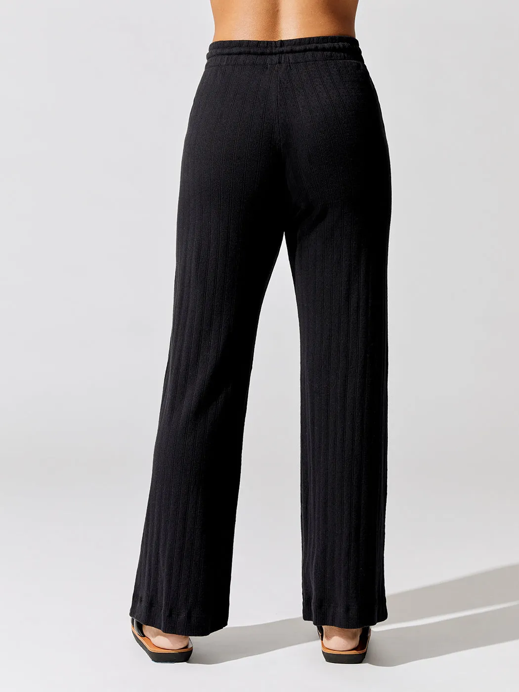 Pointelle Drawstring Wide Leg Pant - Black sold by Carbon38 product image thumbnail 3