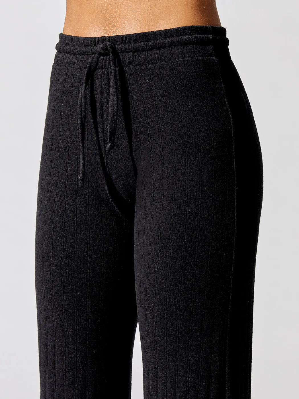 Pointelle Drawstring Wide Leg Pant - Black sold by Carbon38 product image thumbnail 5