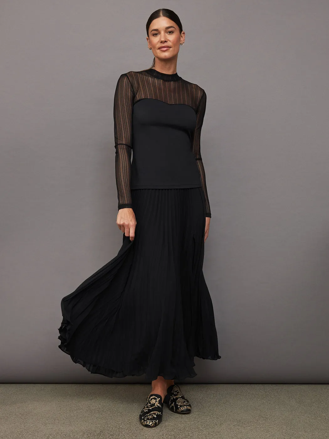 Long Sleeve Mock Neck Sweetheart Top - Black sold by Carbon38 product image thumbnail 5