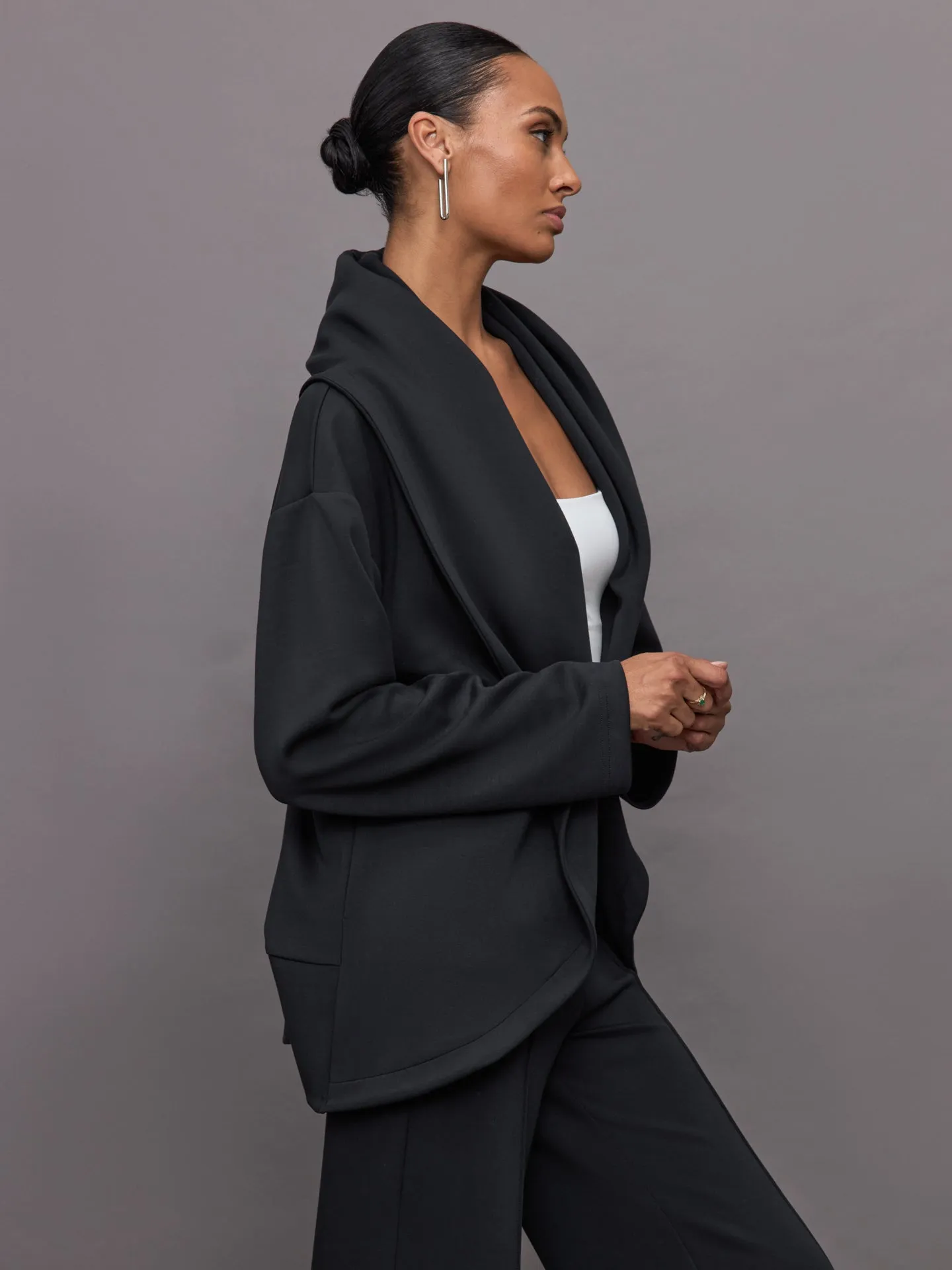 Knit Cocoon Cardigan in Interlock - Black sold by Carbon38 product image thumbnail 3