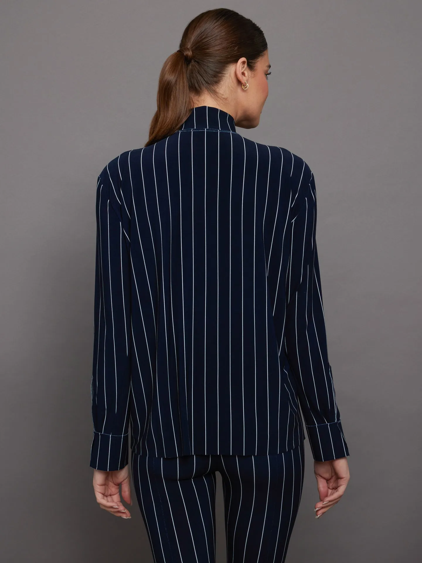 NK Shirt W/ Collar Stand - True Navy Pinstripe sold by Carbon38 product image thumbnail 4