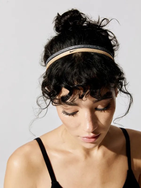 Nike Metallic Swoosh Sport Headbands 6pk - Wolf Grey/Black/Club Gold/Metallic Gold sold by Carbon38