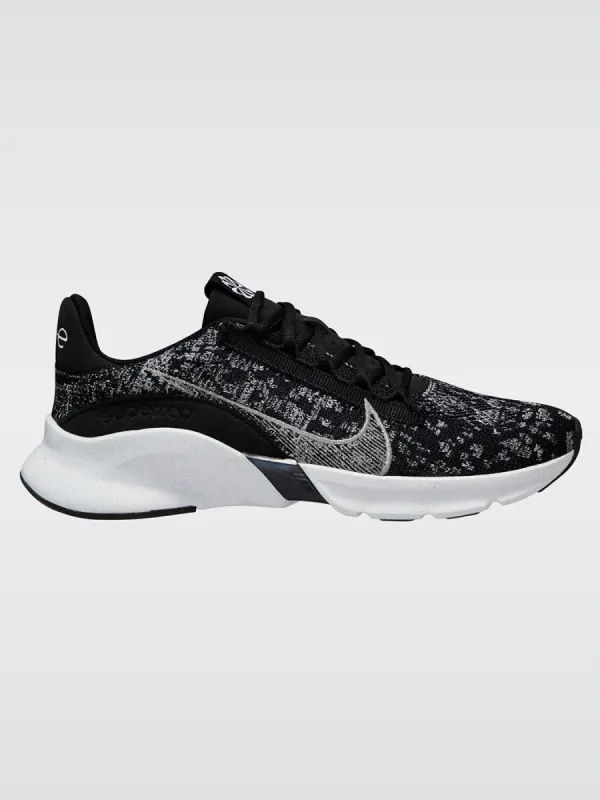 Nike SuperRep Go 3 Flyknit - Black/Metallic Silver-White sold by Carbon38