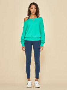 Off Shoulder Sweatshirt in French Terry - Digital Green sold by Carbon38