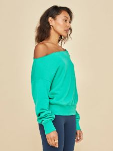 Off Shoulder Sweatshirt in French Terry - Digital Green sold by Carbon38