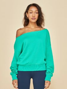 Off Shoulder Sweatshirt in French Terry - Digital Green sold by Carbon38