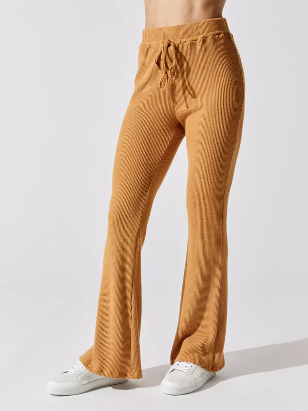 Brushed Ribbed Flare Pants - Brown Sugar sold by Carbon38