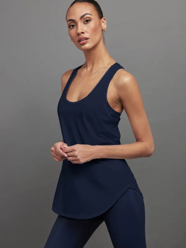 Long RacerBack Tank - Navy Blazer sold by Carbon38