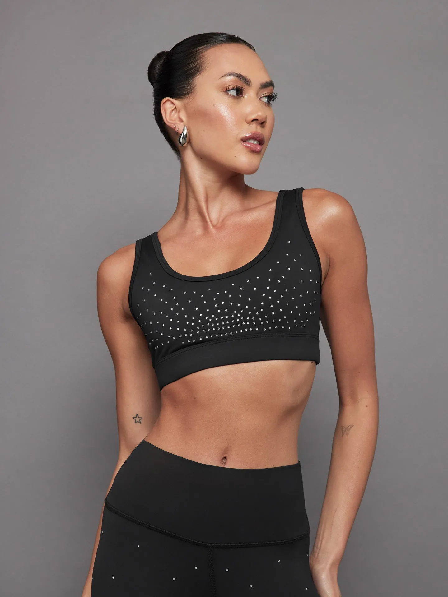 Rhinestones Cut Out Scoop Bra in Diamond Compression - Black sold by Carbon38 product image thumbnail 3