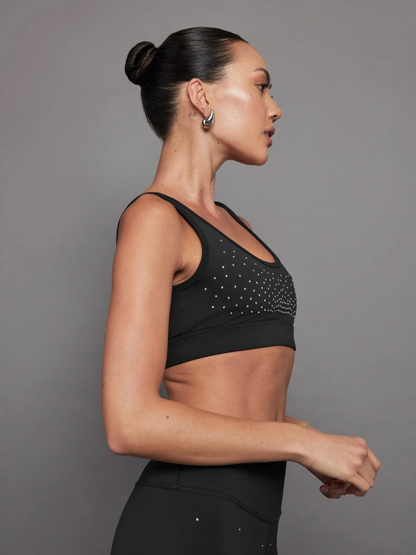 Rhinestones Cut Out Scoop Bra in Diamond Compression - Black sold by Carbon38 product image thumbnail 4