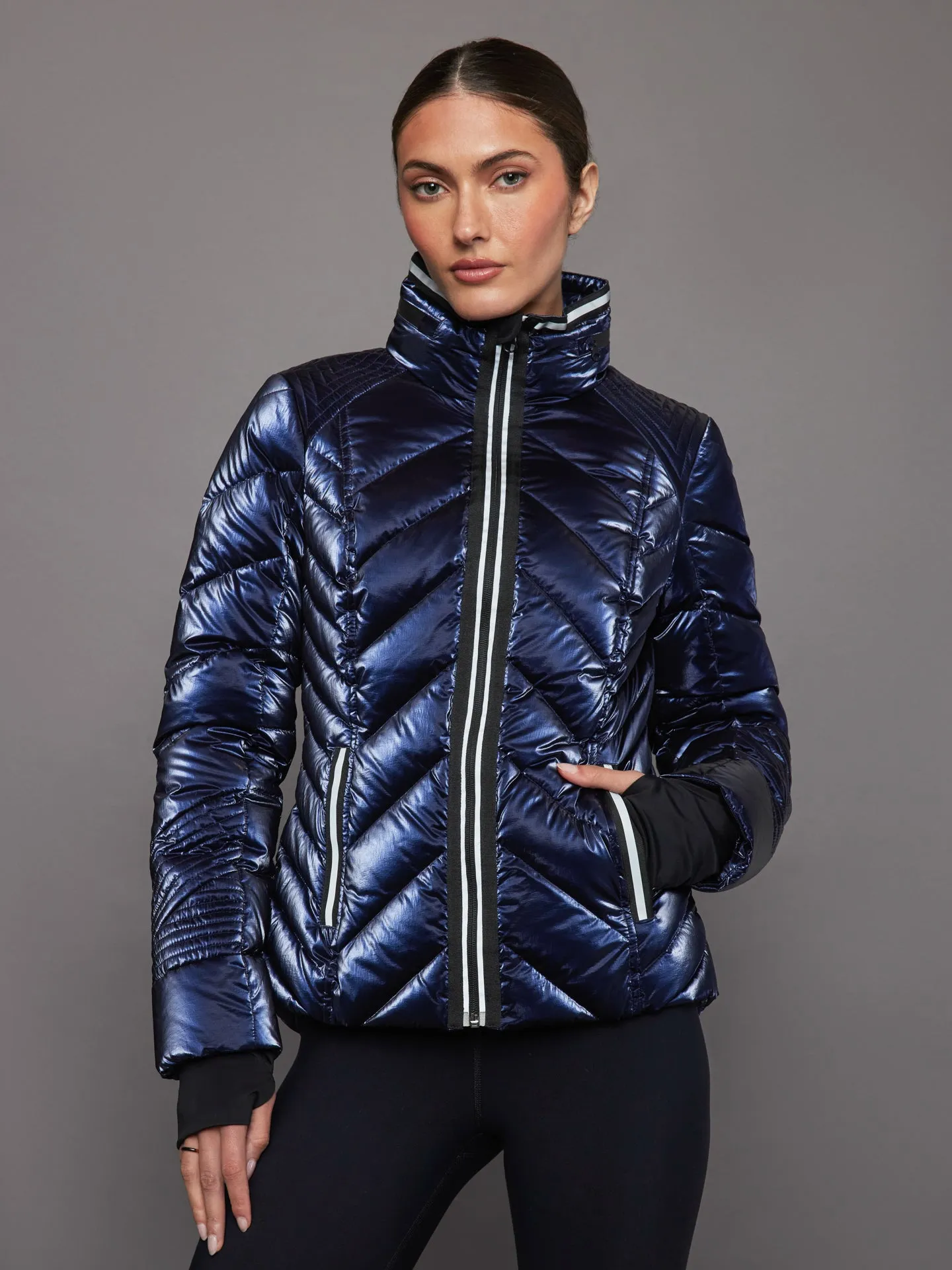 Super Hero Puffer with Reflective Trim - Dress Blue sold by Carbon38