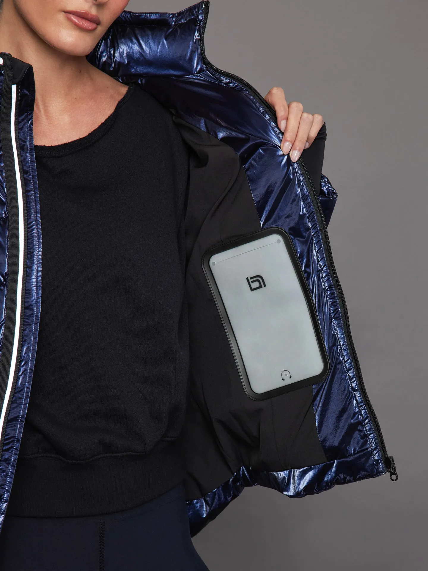 Super Hero Puffer with Reflective Trim - Dress Blue sold by Carbon38 product image thumbnail 5