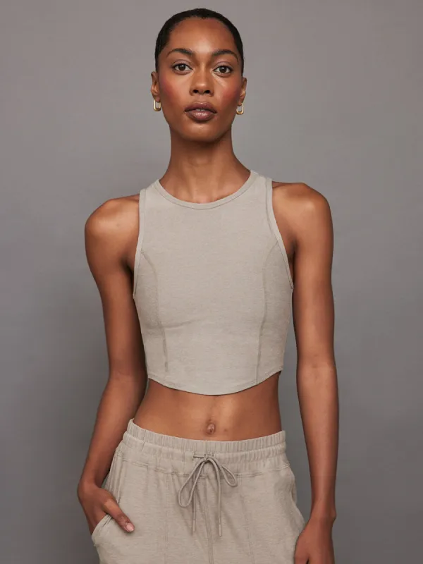 Spacedye Motivate Cropped Tank - Birch Heather sold by Carbon38