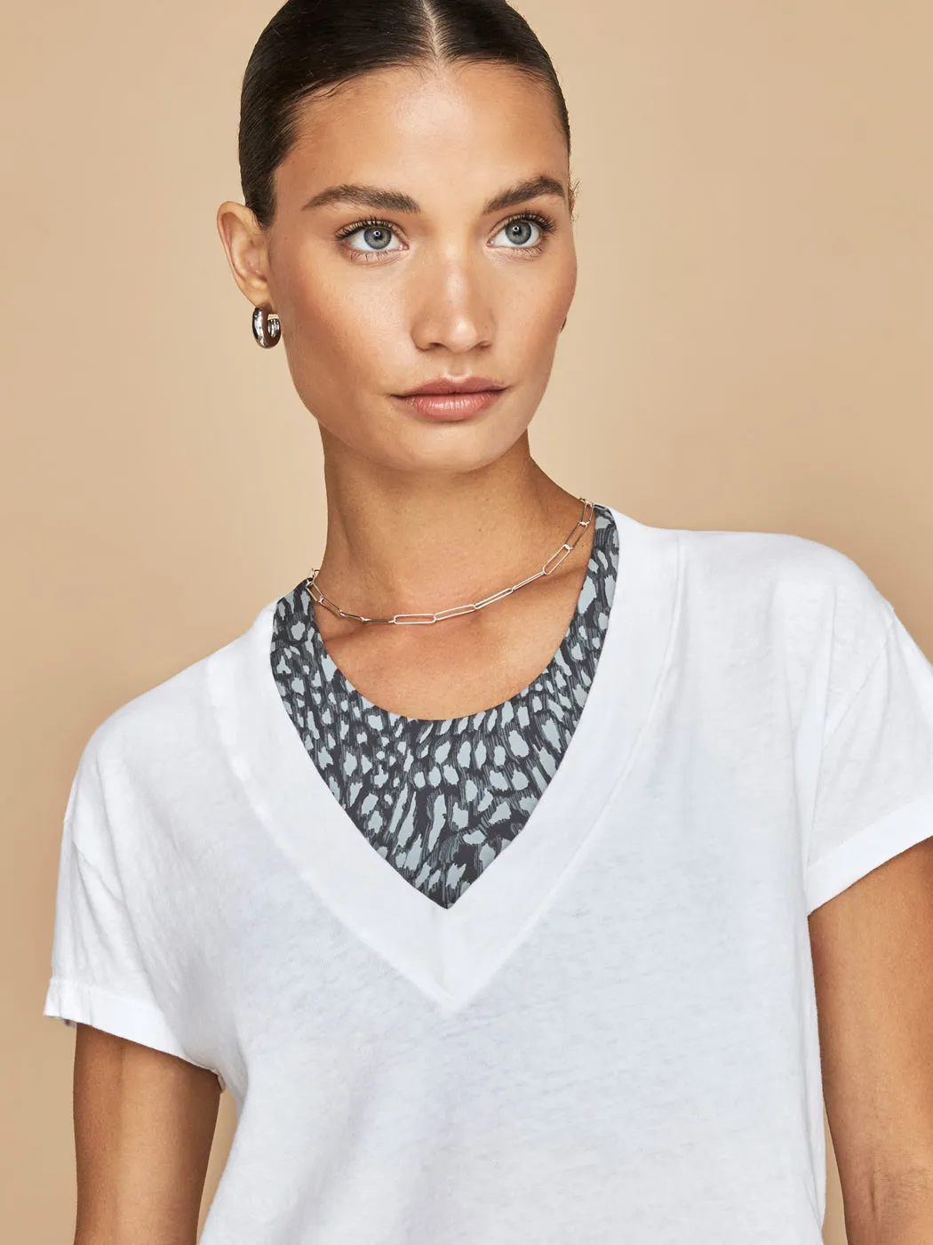 Alanis Recycled Cotton V Neck Tee - White sold by Carbon38 product image thumbnail 3