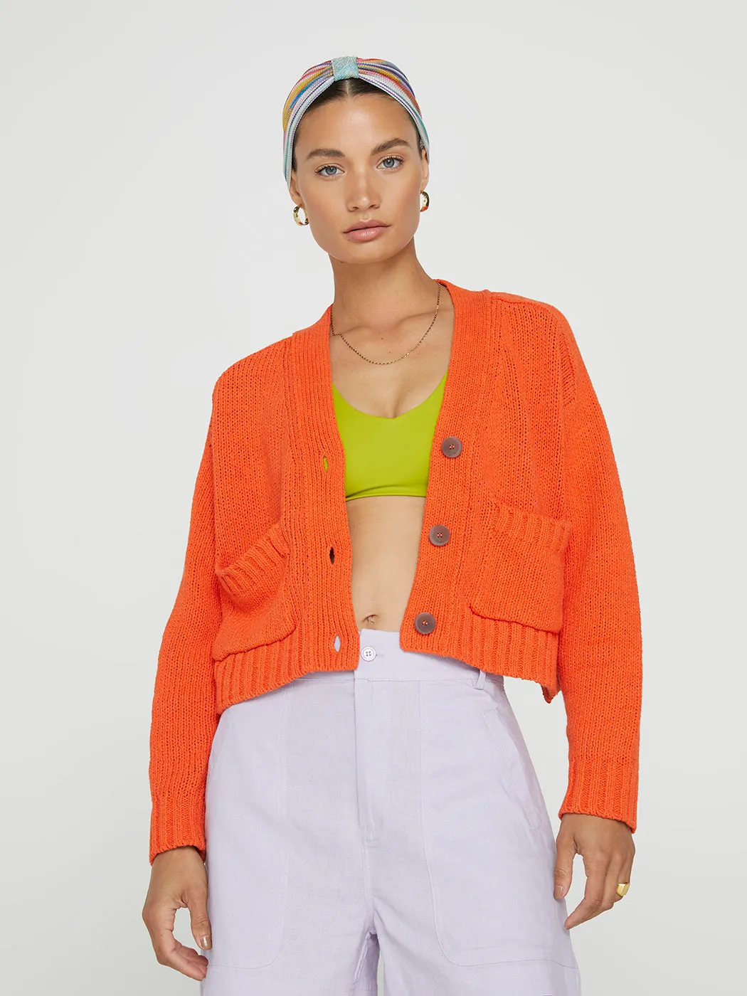Cropped Cardigan - Papaya sold by Carbon38