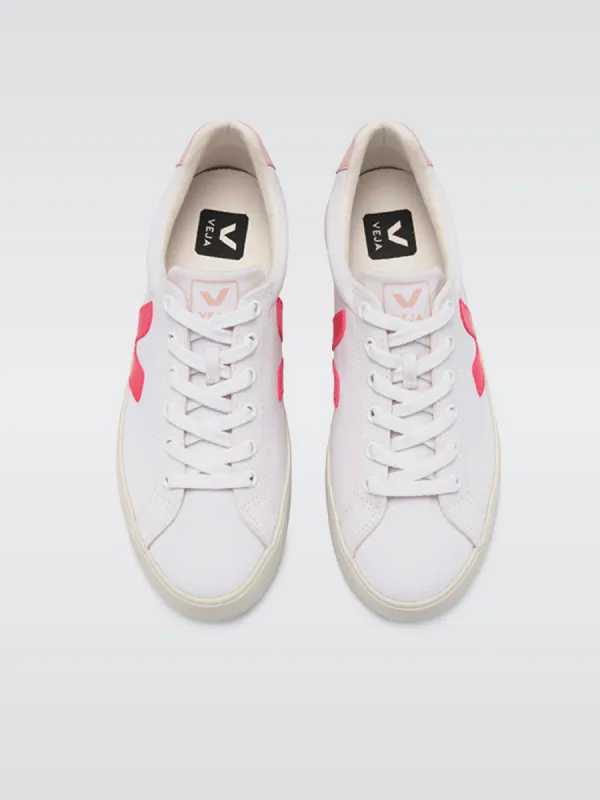 Esplar-se Canvas Low Top Sneaker - White-Rose-Fluo-Petale sold by Carbon38