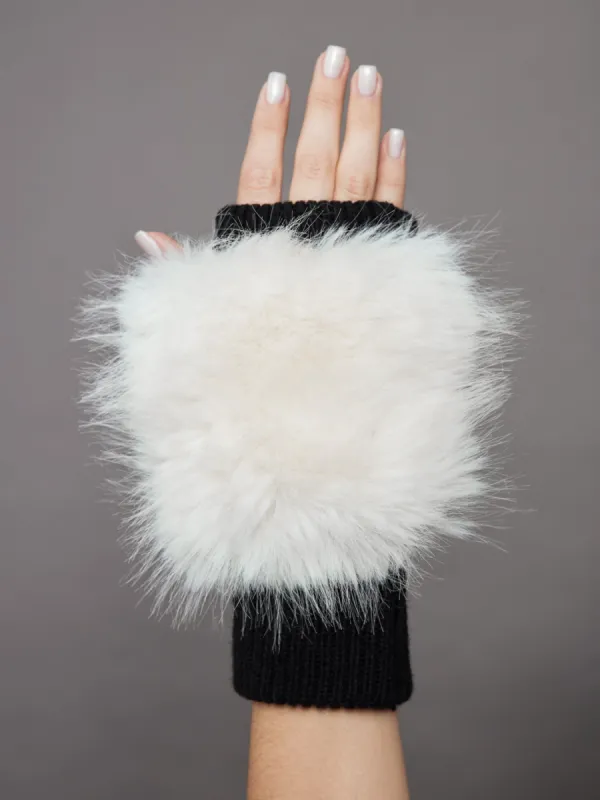 Faux Fox Knit Mittens - Ivory sold by Carbon38