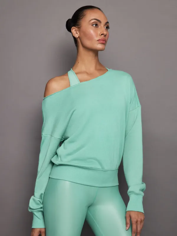 Off Shoulder Sweatshirt in French Terry - Wasabi sold by Carbon38
