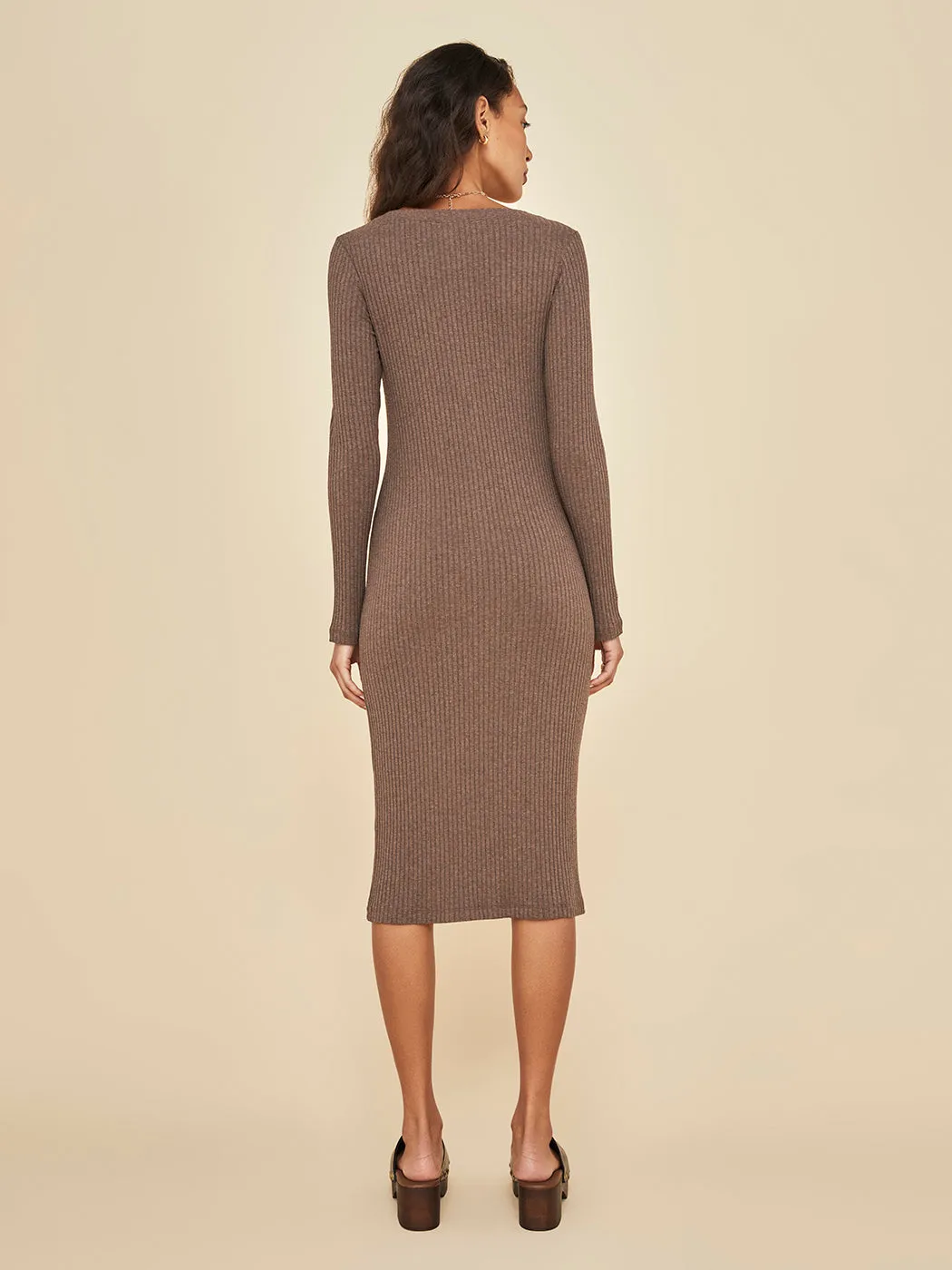 Long Sleeve Cardigan Rib Dress - Caramel sold by Carbon38 product image thumbnail 4