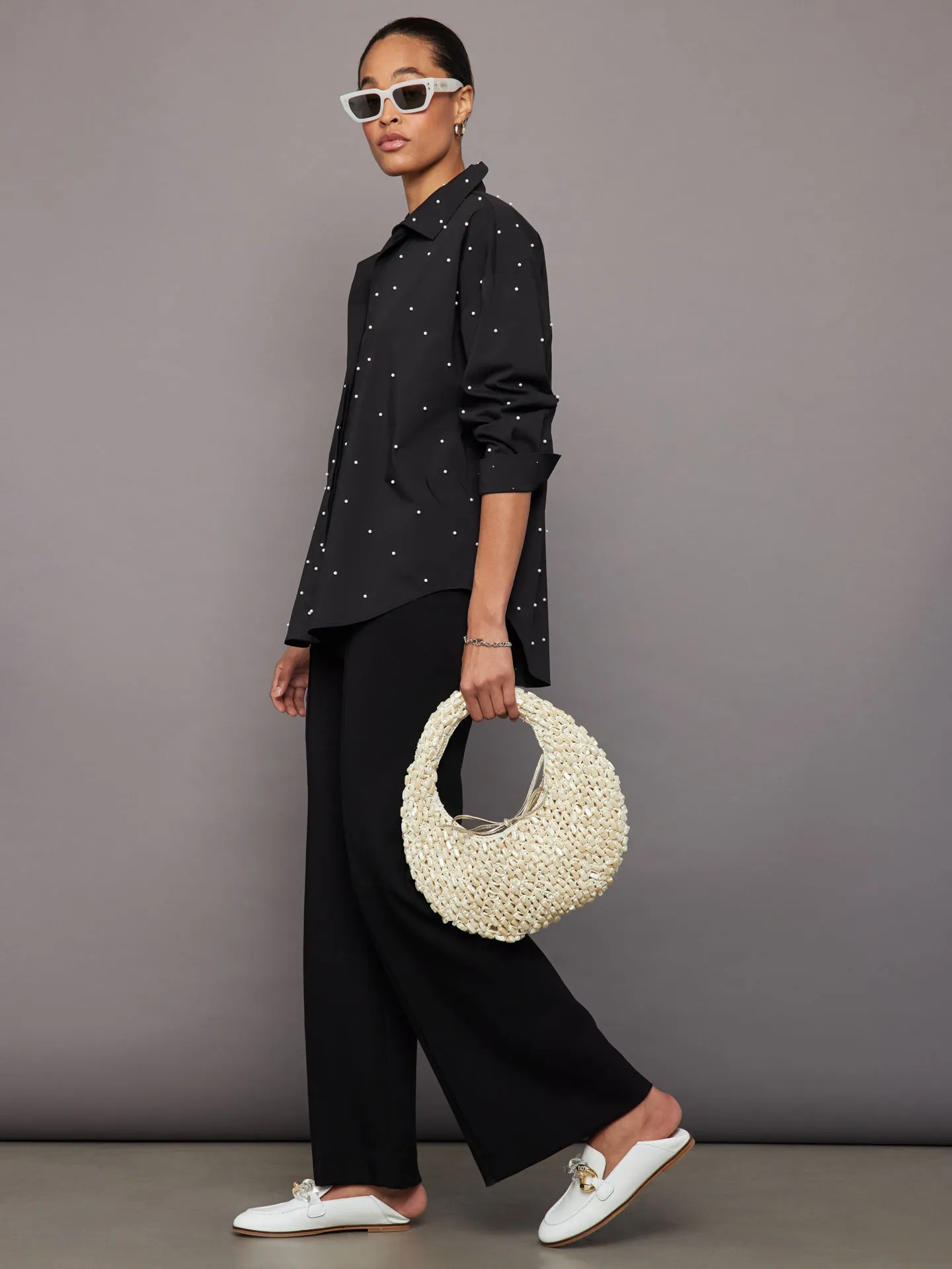 The Josie Tie Bag - Pearl and Raffia sold by Carbon38 product image thumbnail 5