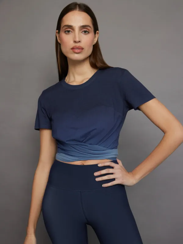Ombre Cap Sleeve Wrap Tee - Navy Ombre sold by Carbon38