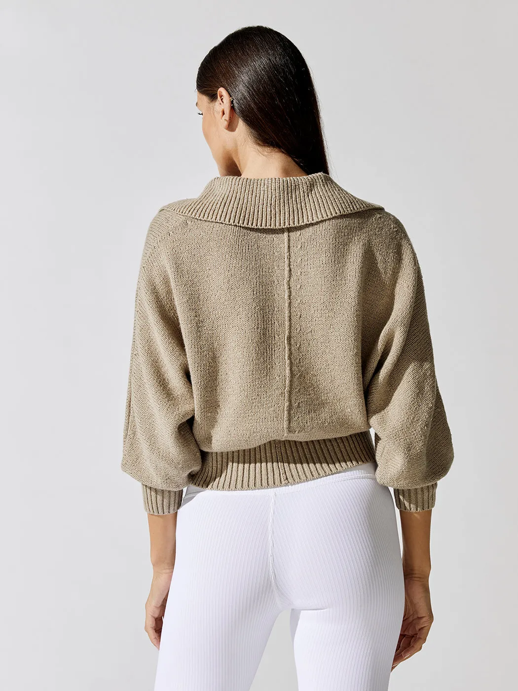 Marlowe Cropped Henley - Taupe sold by Carbon38 product image thumbnail 2