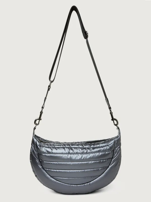 Elton Hobo Crossbody - Pearl Grey/ Black/ Black Web Gunmetal Hardware sold by Carbon38