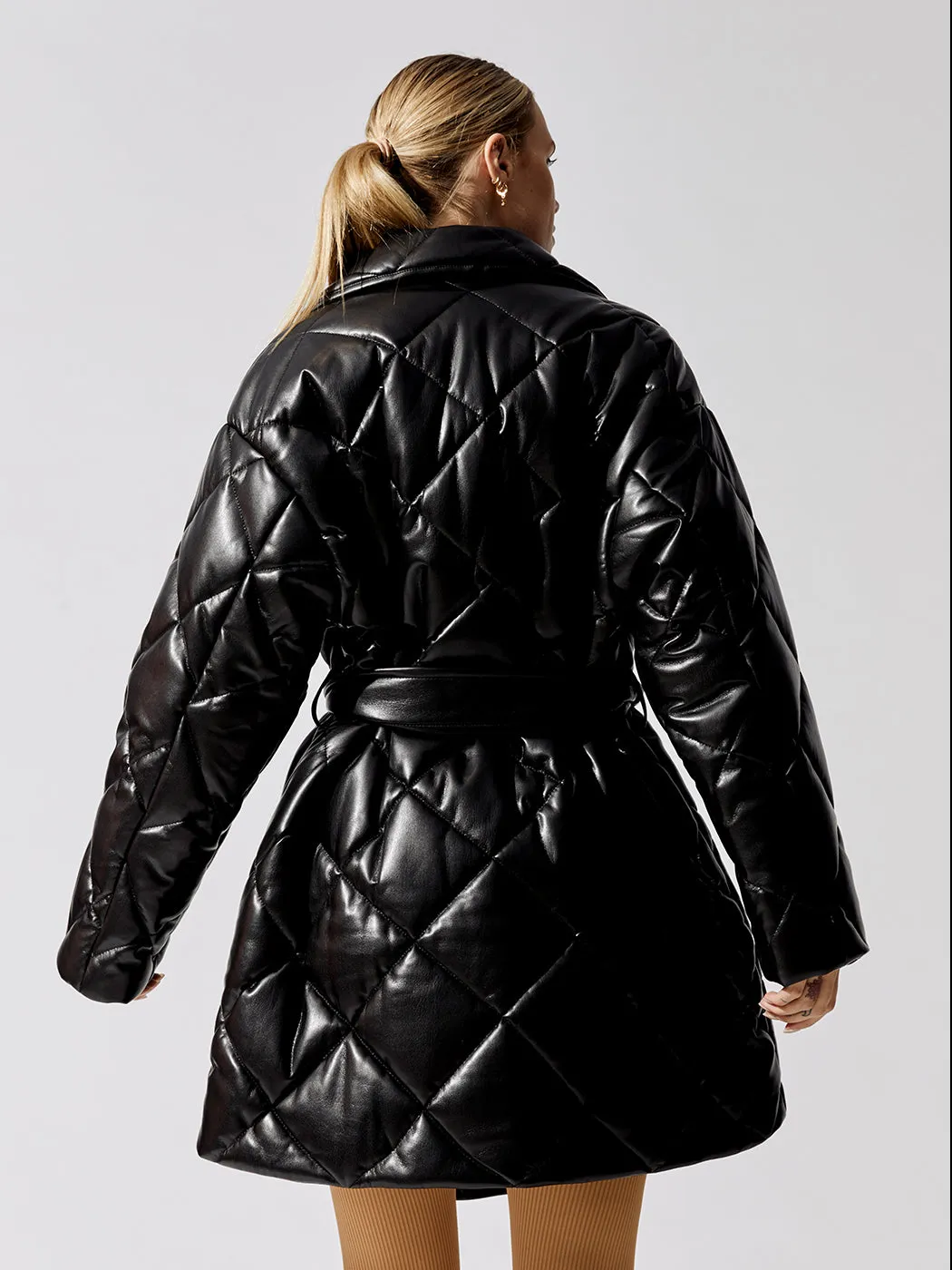 Maxim Faux Leather Puffer Jacket - Black sold by Carbon38 product image thumbnail 3