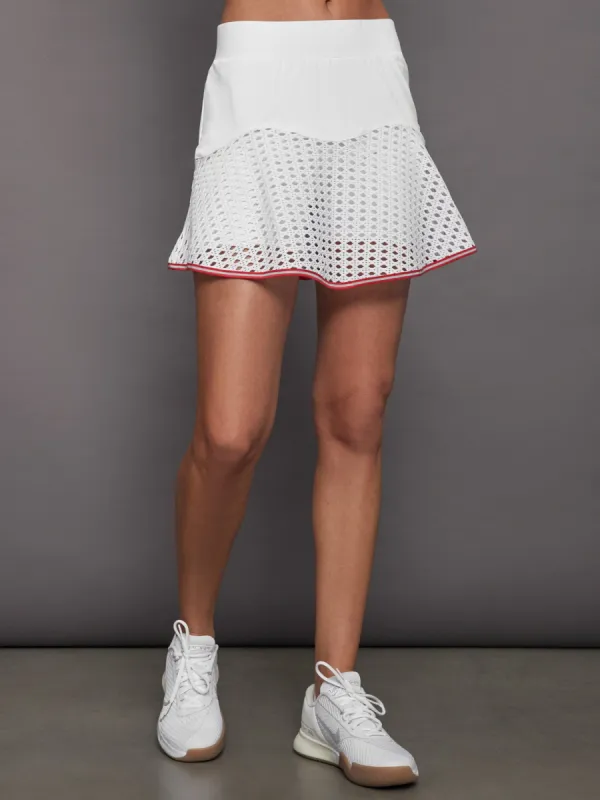 Pointelle Skort - White with Red Trim sold by Carbon38