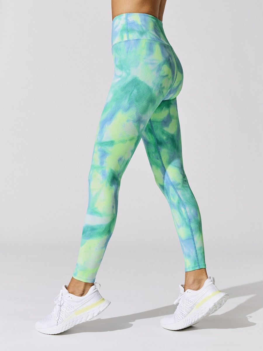 Tie Dye Ribbed 7/8 Legging - Green/Blue Tie Dye sold by Carbon38