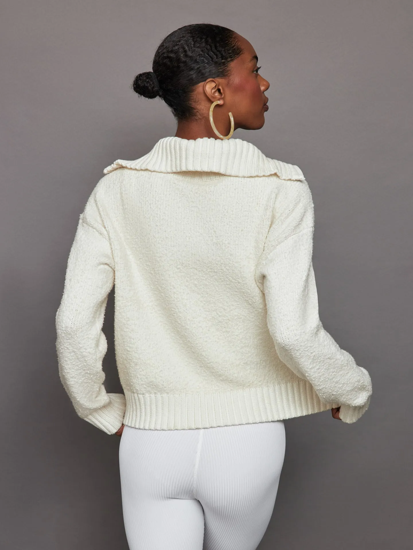 Half Zip Boucle Pullover - Winter White sold by Carbon38 product image thumbnail 2