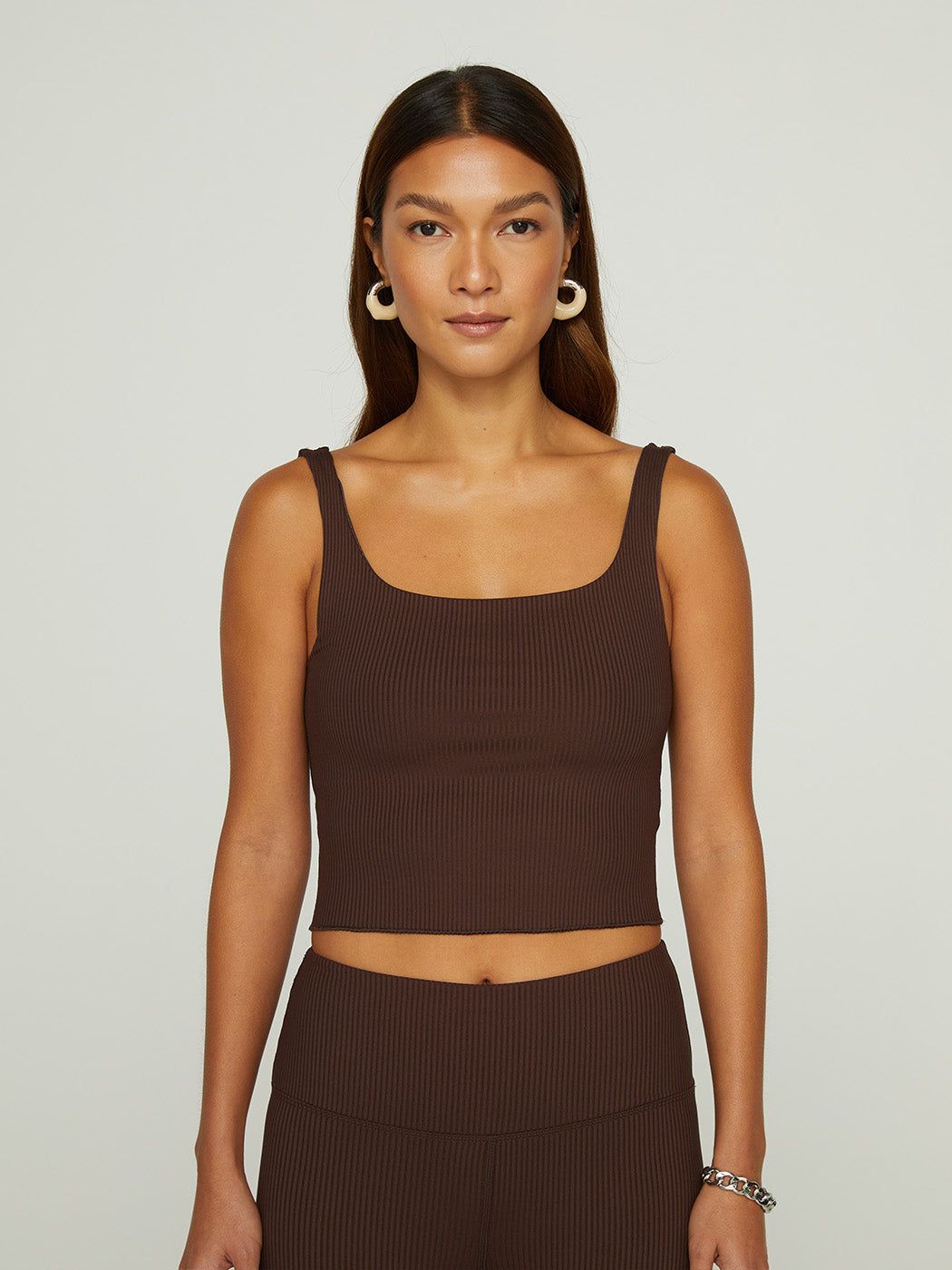 Ribbed Tank - Dark Oak sold by Carbon38