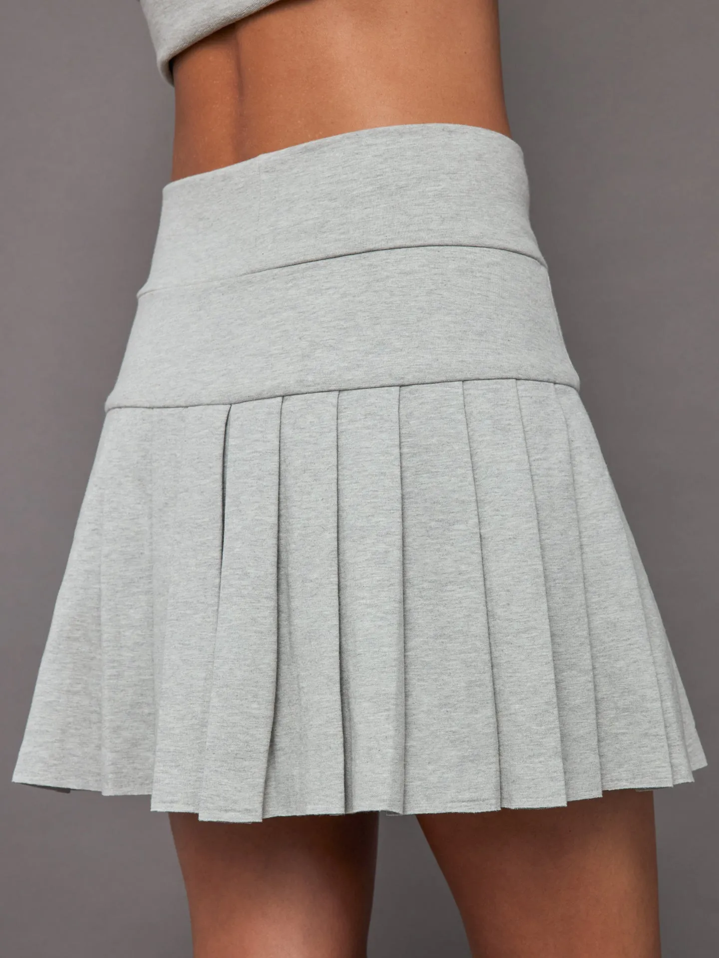 PLEATED MINI SKIRT - LIGHT HEATHER GREY sold by Carbon38 product image thumbnail 5