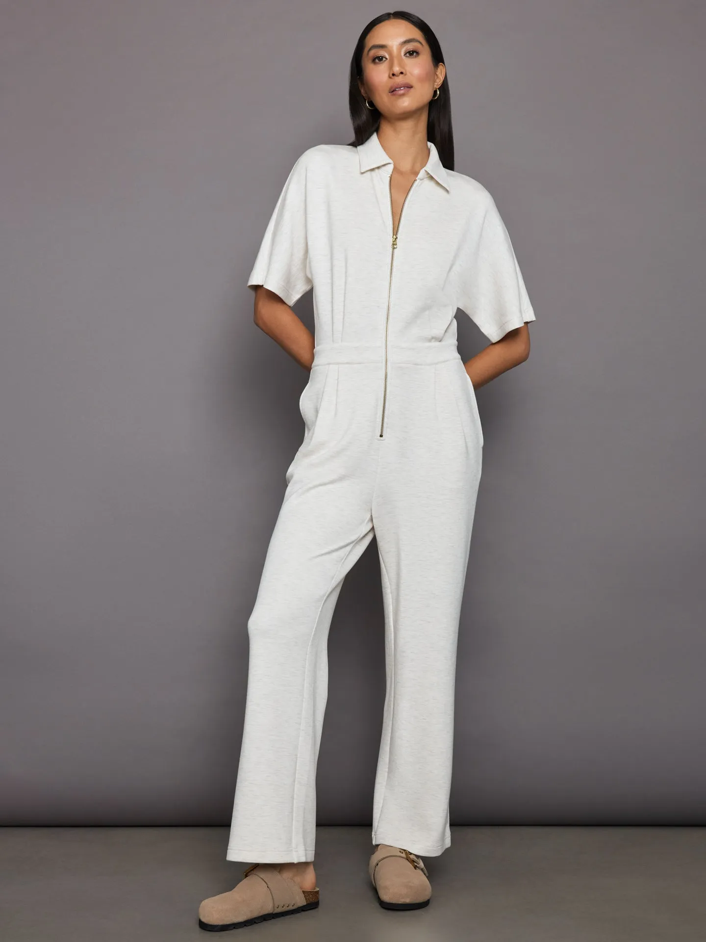 Corrine Jumpsuit - Ivory Marl sold by Carbon38