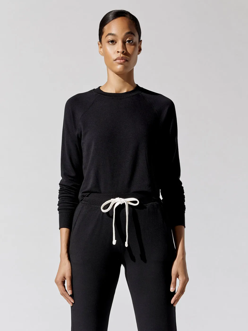 Warm Up Crop Fleece Sweatshirt - Black sold by Carbon38