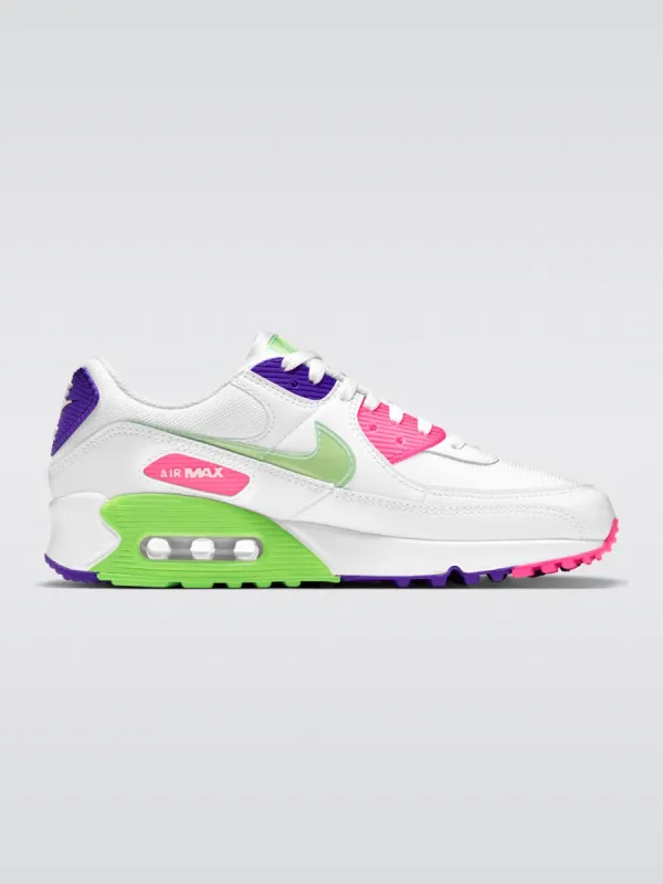 Air Max 90 Sneaker - White/Volt-Indigo Burst-Pink Blast sold by Carbon38