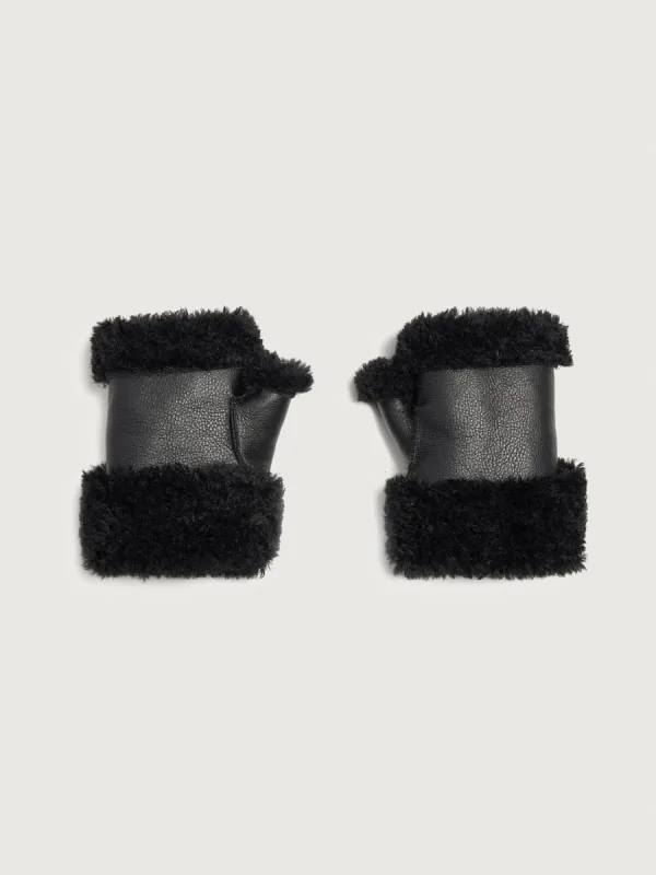 Shearling Mittens - Black sold by Carbon38