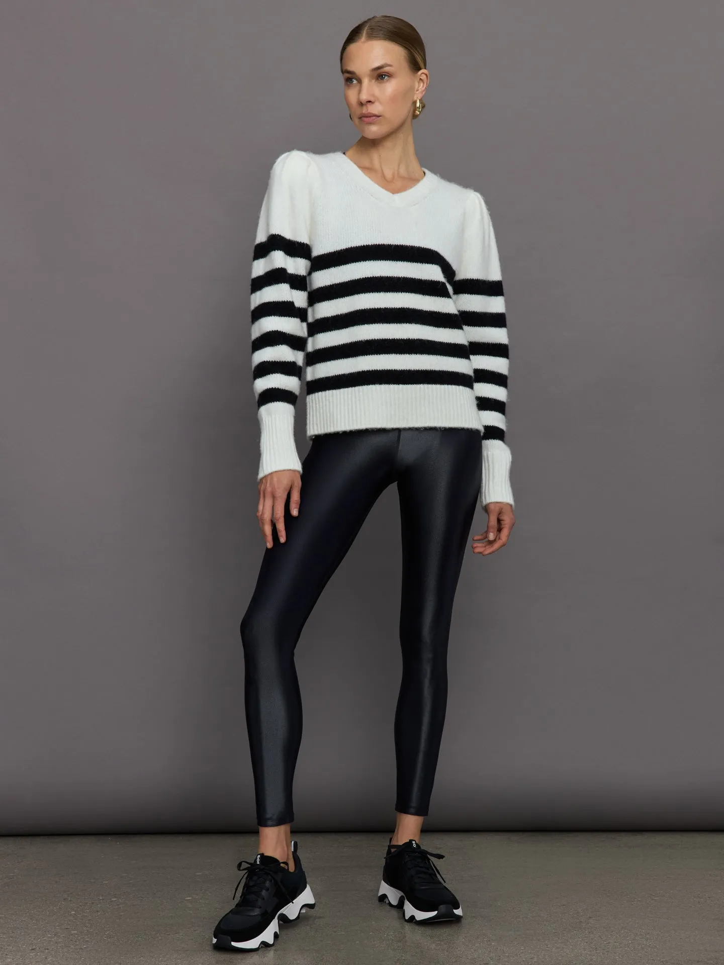 Striped Puff Sleeve Sweater - Cream/ Black sold by Carbon38 product image thumbnail 2