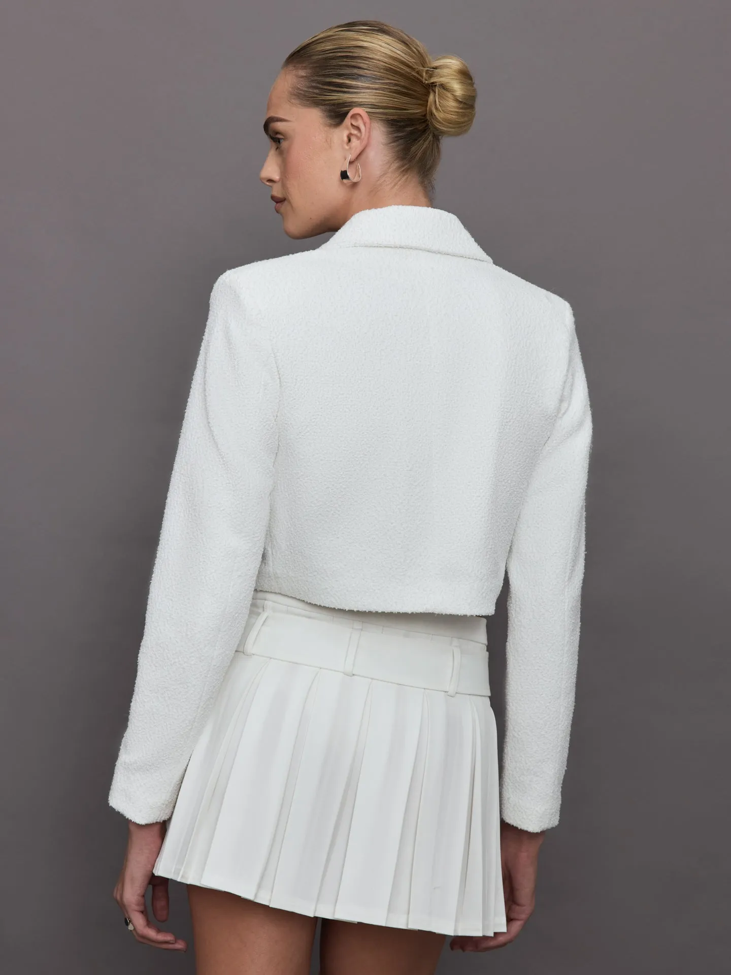 Bouclé Cropped Blazer - Cream sold by Carbon38 product image thumbnail 4